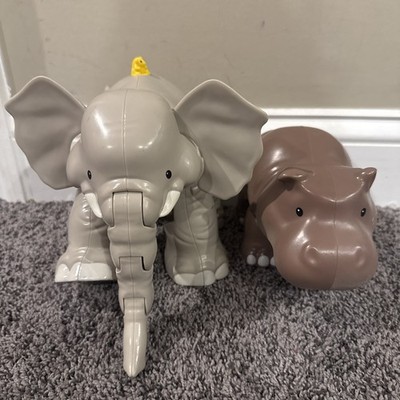 Fisher-Price Little People Big Zoo Animals Lot Elephant & Hippo W/ Sound