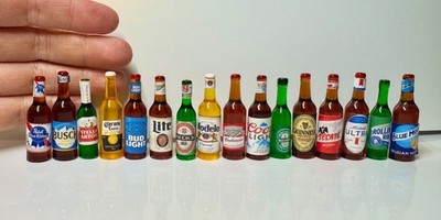 lot 16 pcs Dollhouse Miniature US top sale Beer Liquor Budweiser Coors Modelo