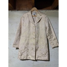 Chicos Metallic Gold Cream Floral Brocade Longline Blazer Jacket Size 1 M Luxe
