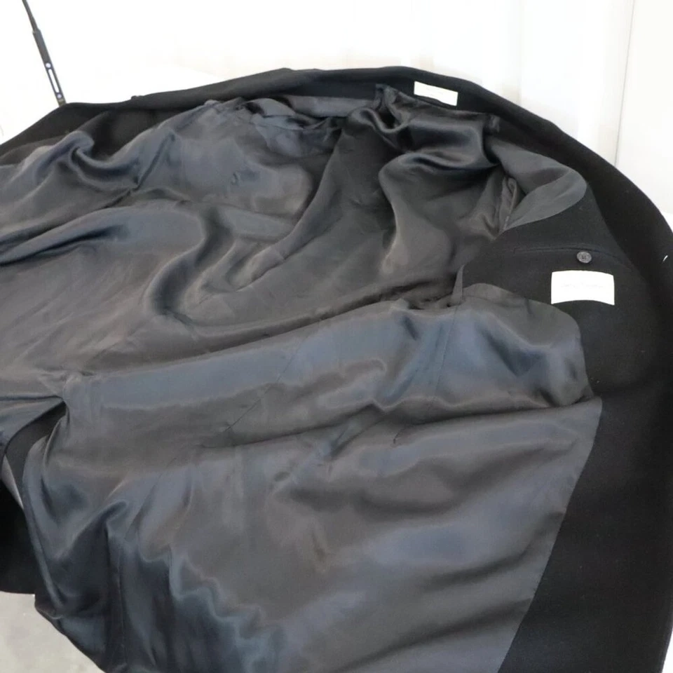 Abrigo John W Nordstrom Para Hombres Lana Cachemira Negro Largo Talla 44R Nuevo Sin Etiquetas Forrado Cálido Foto 3 de 4