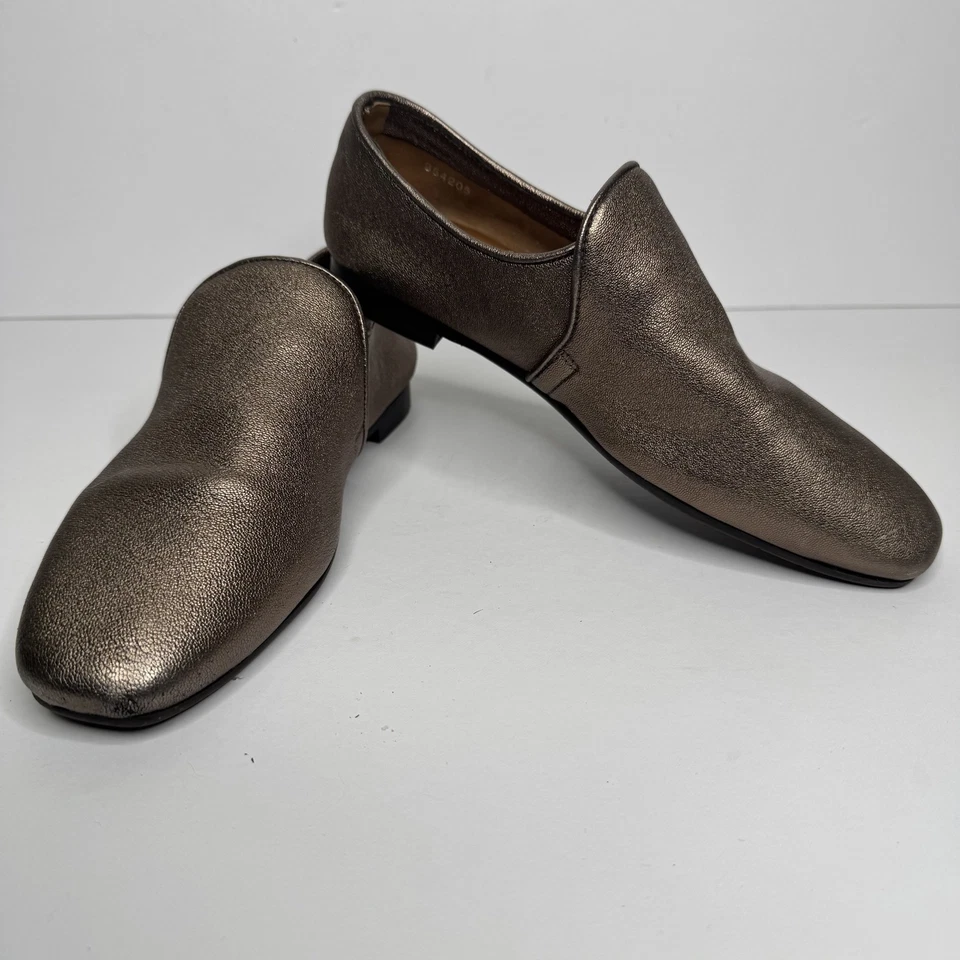 Туфли женские Aquatalia размер 6,5 бронзовые мокасины без шнуровки сделано в Италии кожа - Изображение 3 из 4