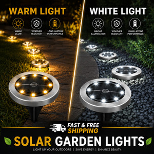 LED Solar Garden Lights Outdoor Pathway Yard IP65 Waterproof Lights 8-12pk