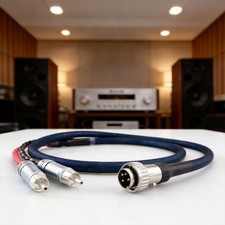 Silver Plated OFC HiFi Phono Cable Twist Lock 4Pin DIN to 2x RCA for Quad Naim