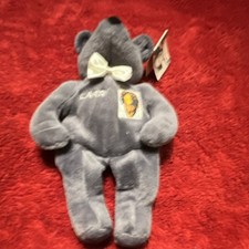 The Three Stooges Larry Celebrity Bear Beanbag Plush Gray Bow Tie Numbered Tag