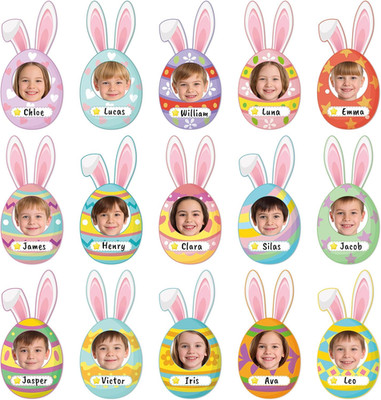 83Pcs Easter Bunny Ear Egg Cutouts for Bulletin Board Decorations, Colorful East