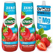 NUOVO 2x sciroppo Łowicz fragola zero zucchero 500 ml