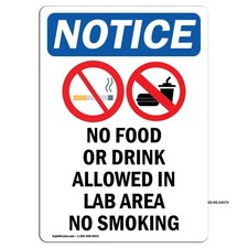 No Food Or Drink Allowed With Symbol OSHA Notice Sign Metal Plastic Decal