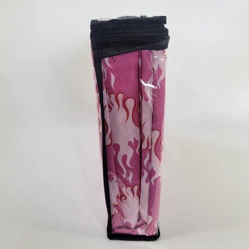 Hot Pink Fire Flames Print 4pc FULL Sheets Set White Red Harley Girl Biker Chic - Picture 6 of 9