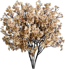 Light Brown Silk Baby's Breath Flowers - 6 Bundles for Wedding Decor