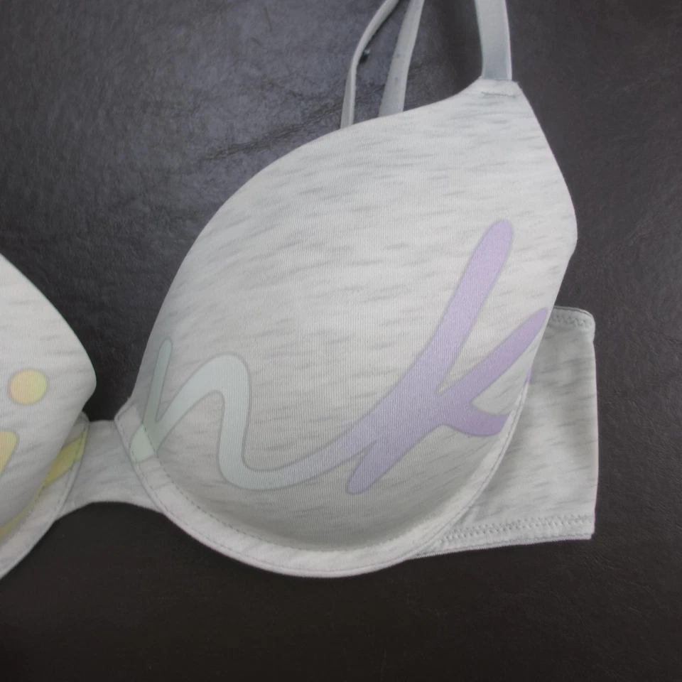 Victoria's Secret PINK Bra Womens 34C Gray Padded Underwire Adjustable Straps - Image 4 of 4