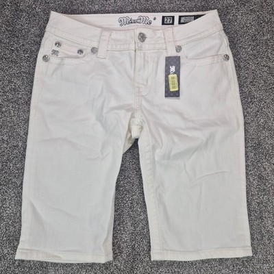NWT Miss Me Bermuda Shorts Womens 27 White Denim Mid Rise Stretch