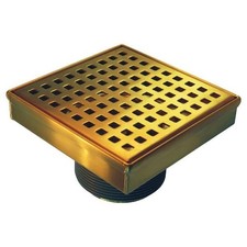 Reln 6 in x 6 in Brushed Gold Square Shower Drain Square Pattern Drain Cover