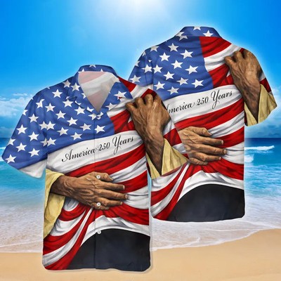 God Bless America Hawaiian Shirt, USA 250Years Independence Apparel Patriotic