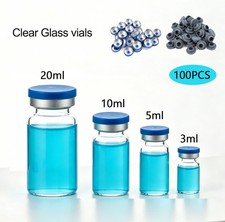 100PCS 2/3/5/10/20ml Glass Vials Headspace Vials Lab Sample Vials with Caps New