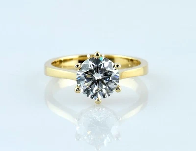 Solitär Ring 585/000 14 K Gelbgold Diamant LG 2,00 ct mit IGI Zertifikat E/VVS2 - Bild 1 von 4