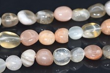 8-10MM Multicolor Moonstone Pebble Nugget Grade A Genuine Natural Loose Beads