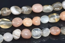 8-10MM Multicolor Moonstone Pebble Nugget Grade A Genuine Natural Loose Beads