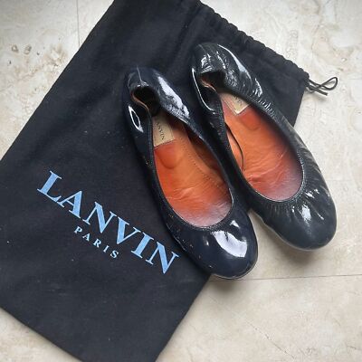 フラットシューズ LANVIN Woman Ballet flats Black FSMA03NAPA 10 Lanvin Black Patent Leather Ballet Flats Size 7 | eBay
