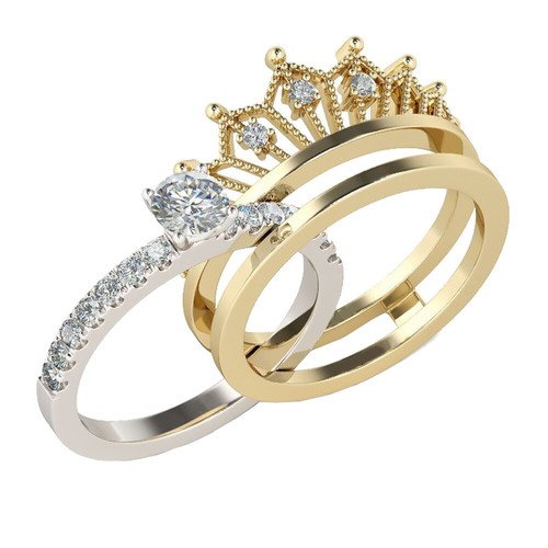 Crown Women's Ring Fräulein Damen Frauen Klingen Stilvoller Schmuck - Zdjęcie 10 z 12