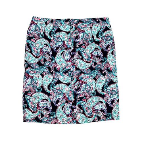 Talbots Outlet Pencil Skirt Womens Size 14P Aqua Pink Paisley Stretch Preppy - Picture 6 of 9