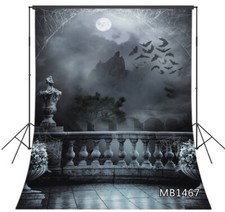 Castle Balcony Backdrop Halloween Bats Moon Photography background Studio Props