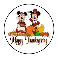 30 HAPPY THANKSGIVING MOUSE ENVELOPE SEALS LABELS STICKERS PARTY FAVORS 1.5" 