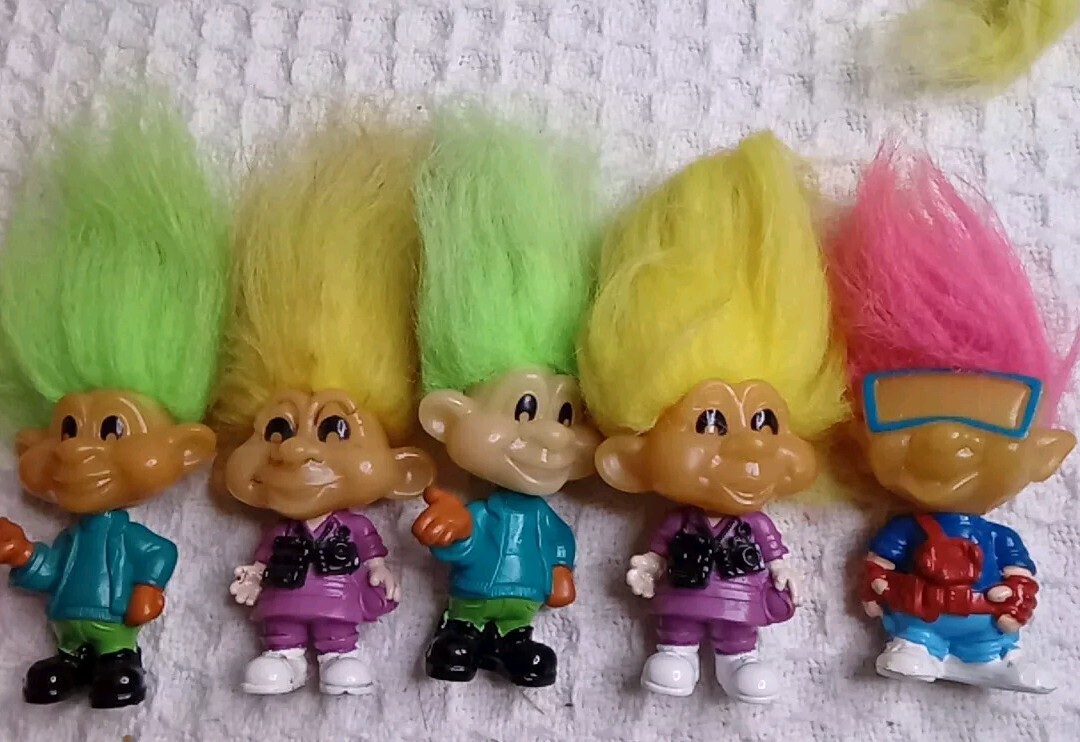 1993 Burger King Glow in the Dark Troll Doll Set of 5 Vintage Collectible