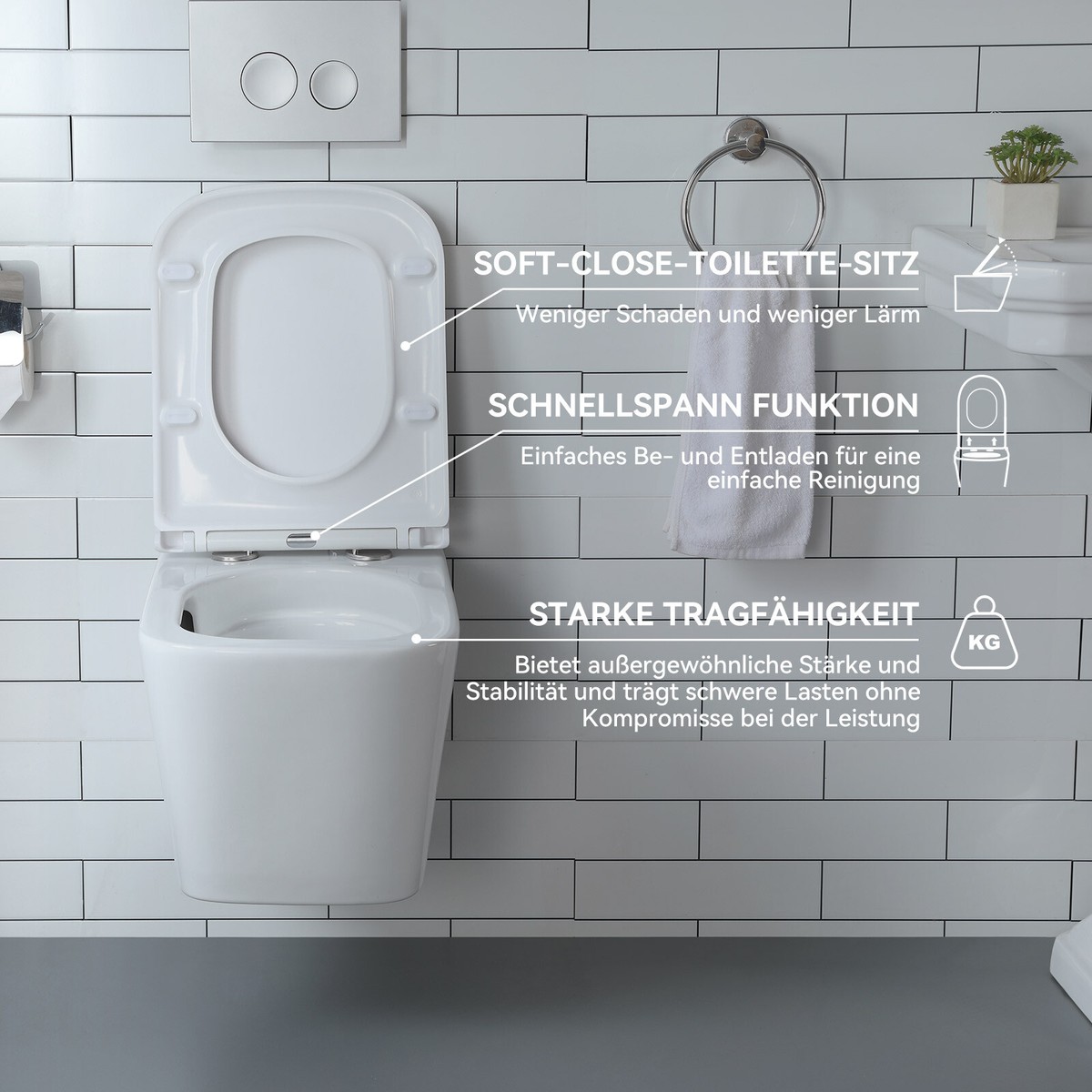 Wc-komplettset Obi Belvit Wand-Hänge WC Komplettset - Mit Softclose Deckel & Vorwandelement Vorwandelement WC