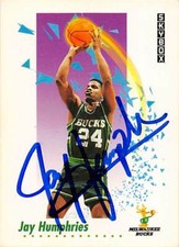 Jay Humphries autographed Basketball Card (Milwaukee Bucks) 1991 Skybox #158