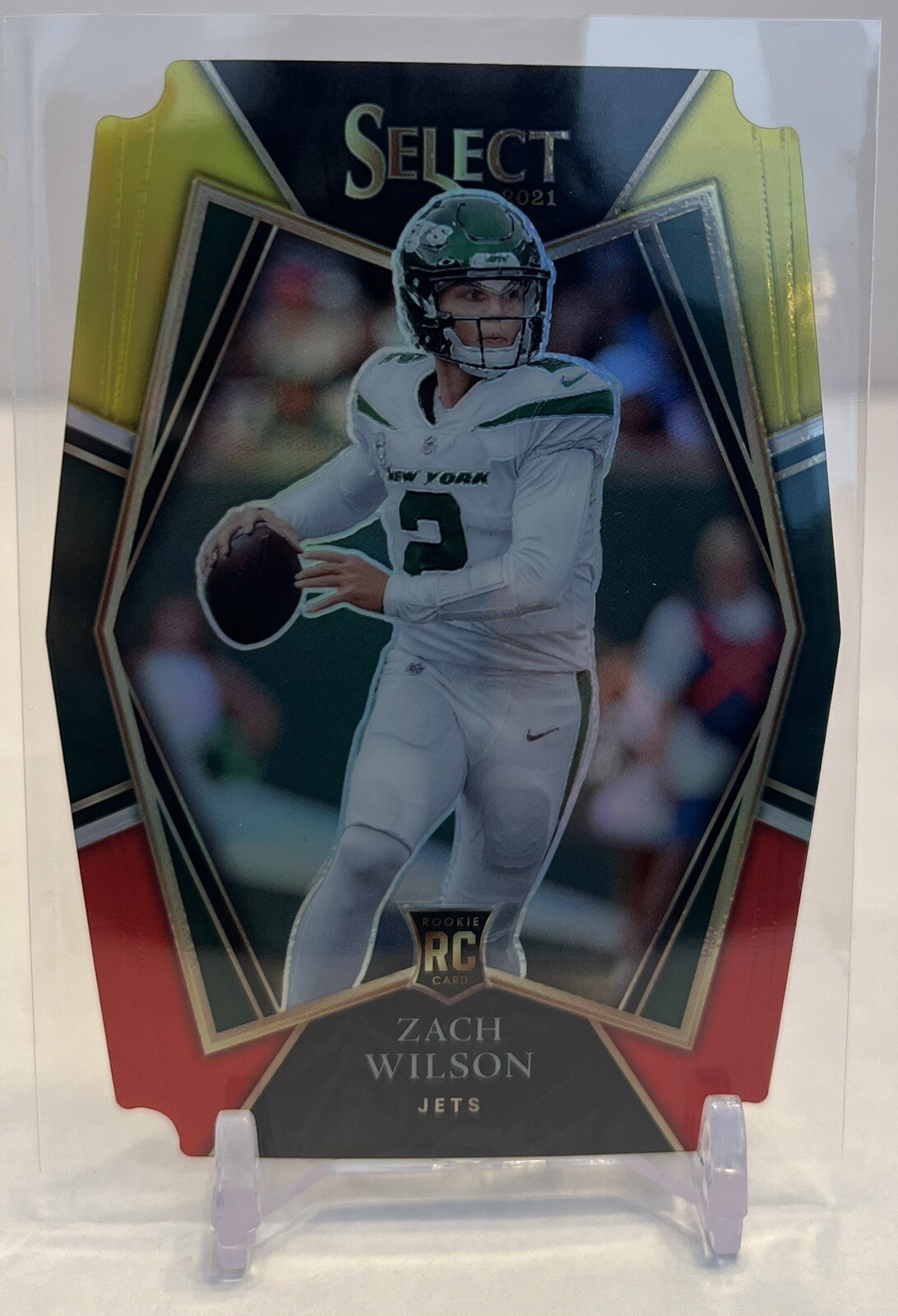 2021 Panini Select Zach Wilson Red and Yellow Die Cut RC #144 Jets