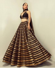 Latest Black Kasturi Silk Lehenga Choli With Georgette Dupatta For Party
