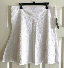 NWT NEW RALPH LAUREN WOMEN'S WHITE EYELET PLEATED SKIRT SZ 14 LINED COTTON ZIP