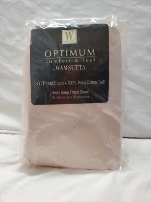 Wamsutta Optimum Comfort & Feel 300 TC Twin Deep Fitted Sheet Cameo Prima Cotton