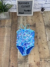 Hurley Girls Youth One-Piece Water Color Swimsuit UPF 50 5/6