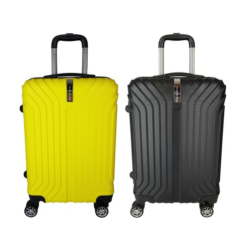 COPPIA valigie Trolley ABS Bagaglio a Mano Piccolo FG TRAVEL BAGS Giallo e  Nero | eBay