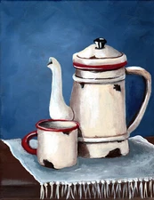 Enamel ware primative still life  8x10 foriginal acrylic painting