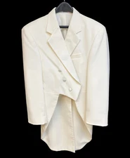 Men's Ivory Tuxedo Tailcoat Six Button with Satin Notch Lapels Big & Tall 48XL