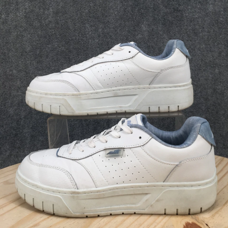 Zapatos Avia para mujer 10 canchas gruesas plataforma zapatillas informales de cuero blanco con cordones Foto 2 de 4