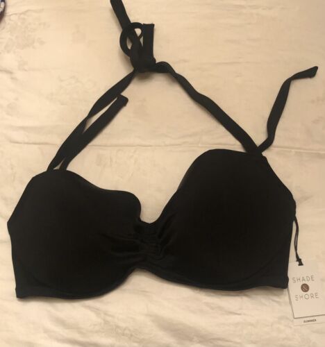 NWT~Ladies Bikini Bathing Suit Swim TOP  Black ~34DD - 第 1/3 張圖片