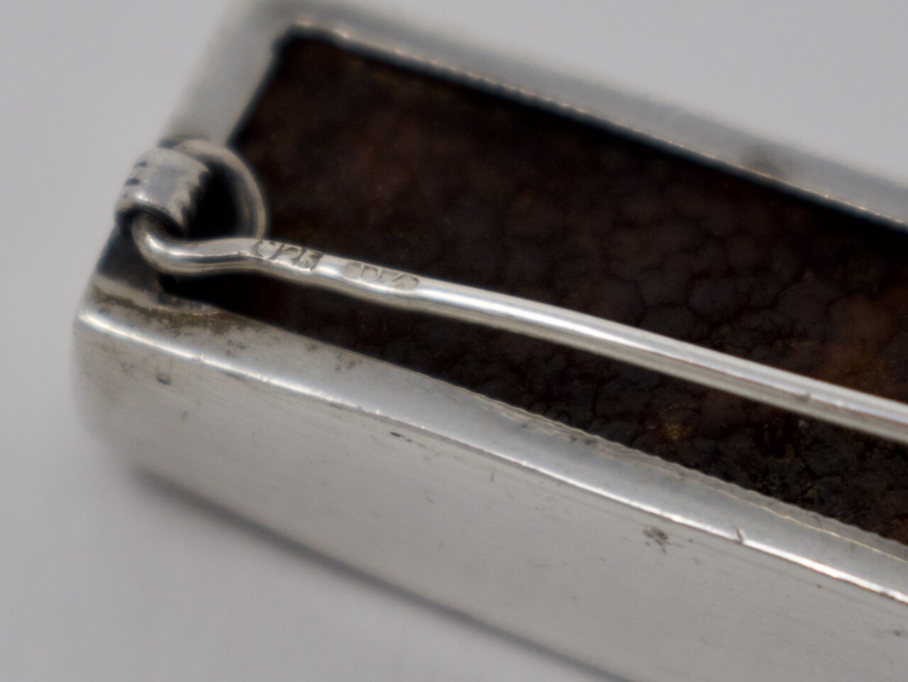 Vintage Rectangular Sterling Silver & Natural Bal… - image 4