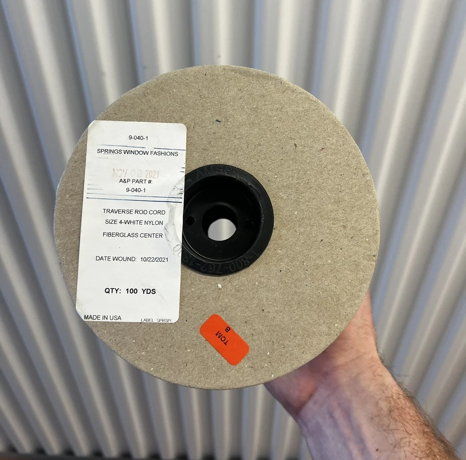 Reslat Traverse Rod Cord Talla 4 Blanco Nylon Cable de Repuesto Fibra de Vidrio Centro Foto 2 de 2