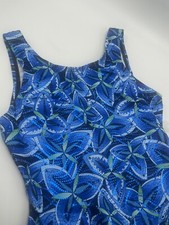 Leo's girls gymnastics dance tank leotard boy leg blues metallic MED 8 10