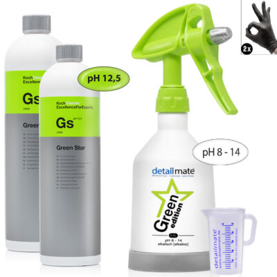 2x Koch Chemie Gs Green Star 1L + Messbecher 50ml + Sprühflasche 0,5L Handschuhe