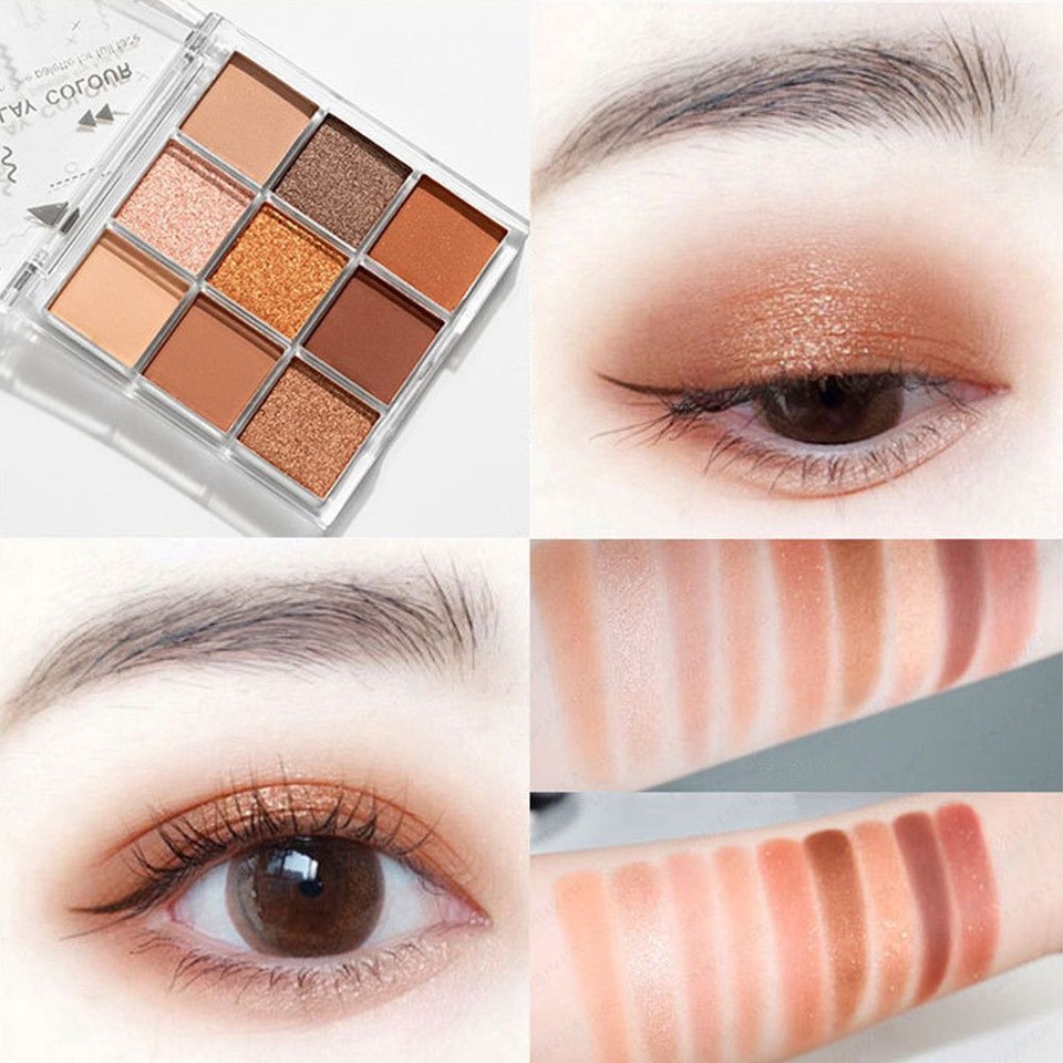 Earth Color Shiny Eyeshadow Palette Makeup 9 Colors Pearlescent Matte ...