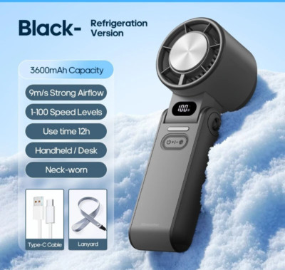 Mini Handheld Fan Foldable USB Rechargeable 3600mAh 100-Speed Turbo Cooling