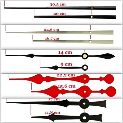 Quarz-Uhrwerk Wanduhr lange Uhrzeiger Zeiger 305/125 mm 2-tlg DIY ohne Ticken 1