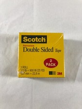 Scotch 3M Permanent Double Sided Tape, 1/2" x 900" 25 Yard Roll, 2 Pack,  665