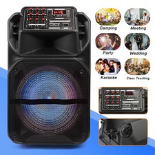 12"/ 15" Portable Bluetooth Speaker Subwoofer Heavy Bass Sound PA System FM AUX