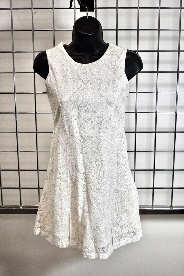 DKNY White Lace Girls Fancy Sleeveless Dress Size Large or 14 Youth On Sale - Image 3 of 4