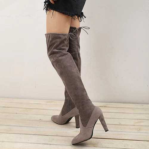 Thigh High Boots Ladies Over The Knee Mid Heel Office Womens Casual Shoes Sizes - Picture 13 of 23